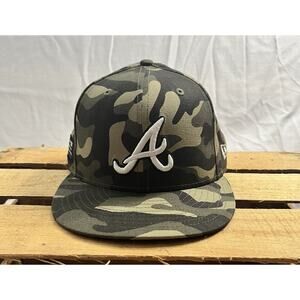 Atlanta Braves Camo New Era 59FIFTY Fitted Hat Size 7 3/8 MLB On-Field Cap